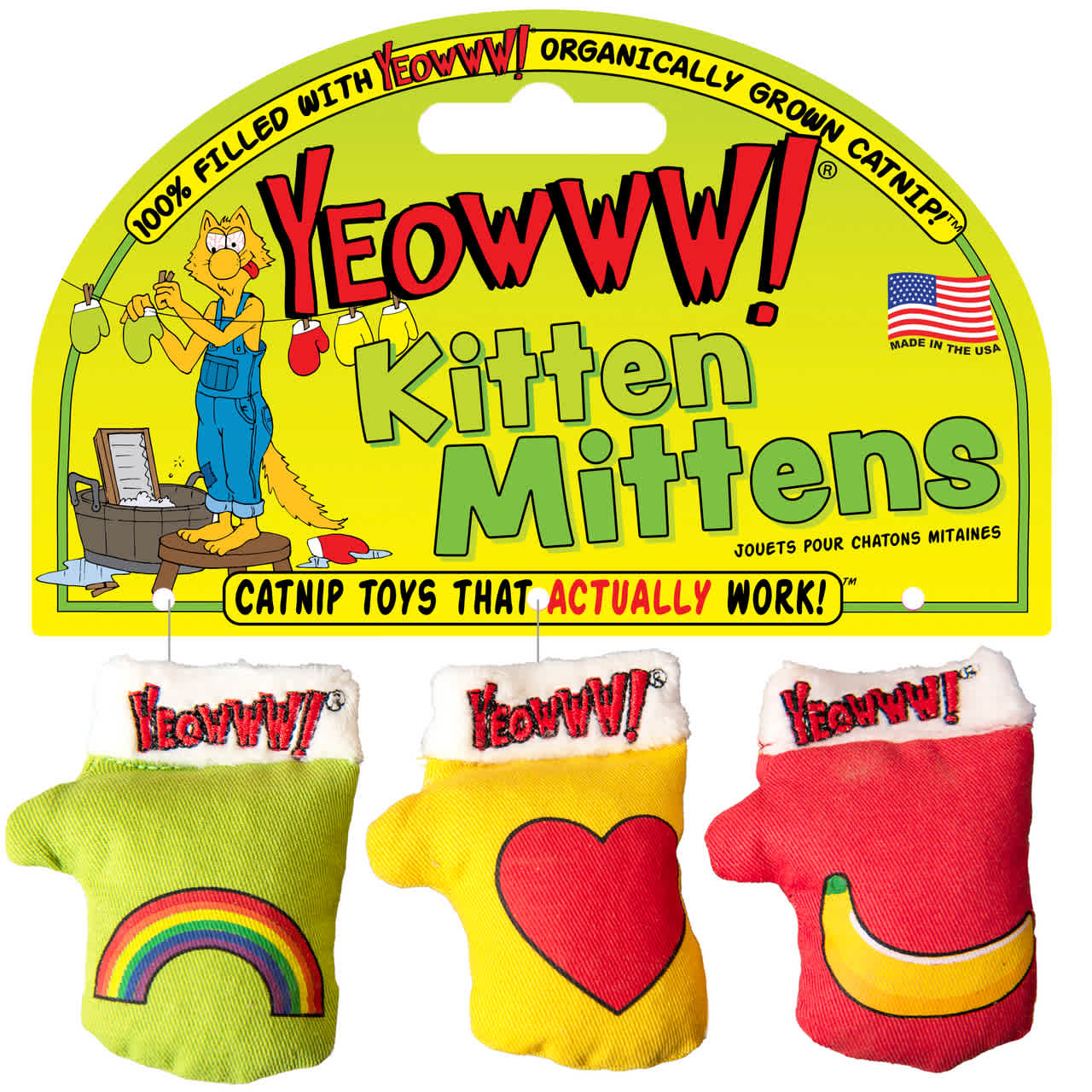 Ducky World Yeowww! Kitten Mittens 3-Count Cat Toy