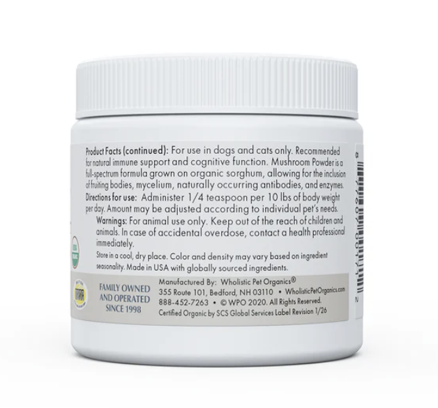 Wholistic Pet Organics Mushroom Powder 2oz - Image 2