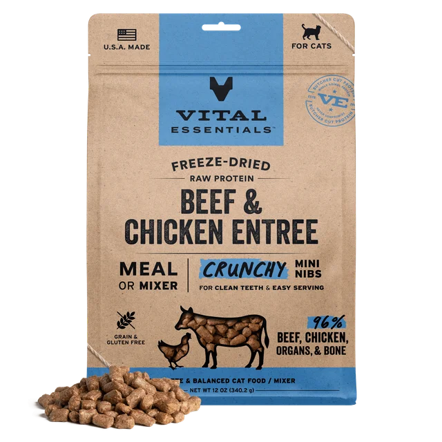 Vital Essentials Raw Protein Freeze-Dried Crunchy Mini Nibs Cat Food