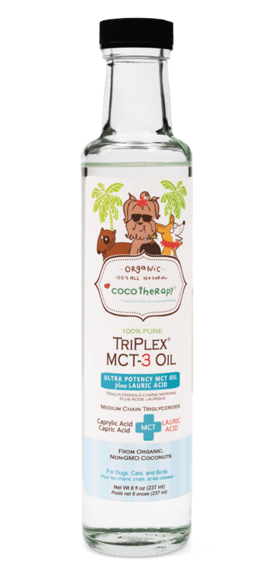 CocoTherapy TriPlex MCT-3 Oil + Lauric Acid 8 ounce for Dogs & Cats
