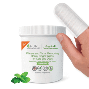 Pure & Natural Pet Organic Dental Finger Wipes 50 count for dogs & cats
