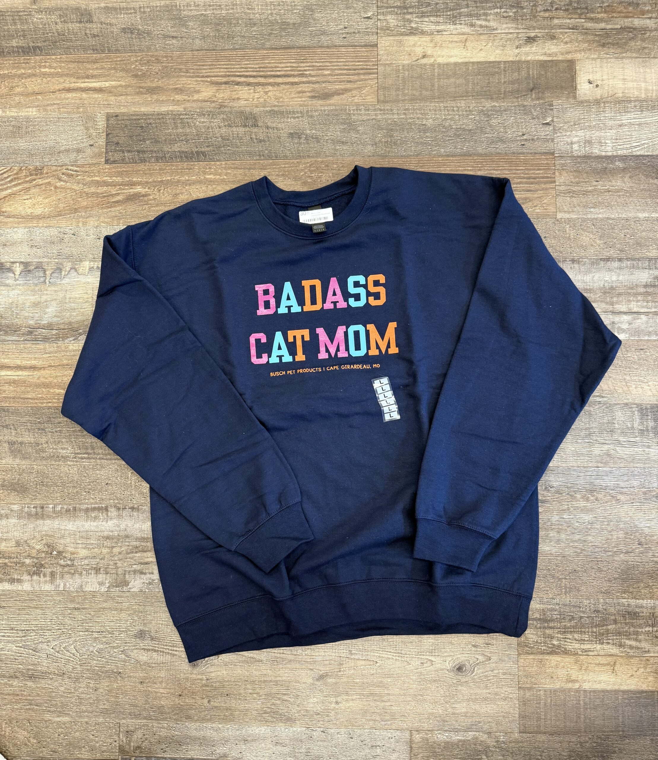 BPP Cat Mom Blue Multi crew sweatshirt
