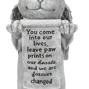 Design Toscano Paw Prints on Heart Cat statue with Scroll